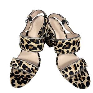 Coach Rylie Sandals Women 8.5 Leopard Print Slingback Chunky #G4242 w/ Box
